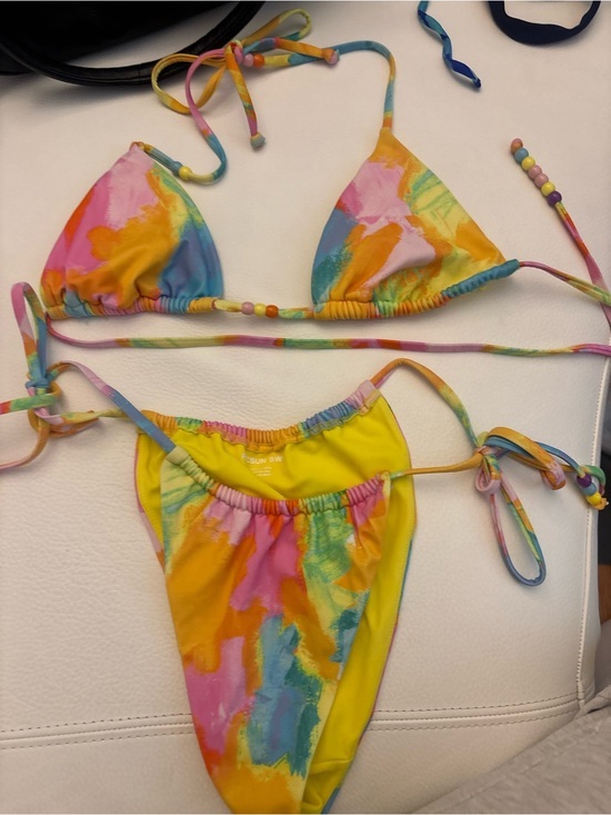 PacSun Other - Pacsun Colorful Tie-Dye String Bikini - Yellow Pink Blue